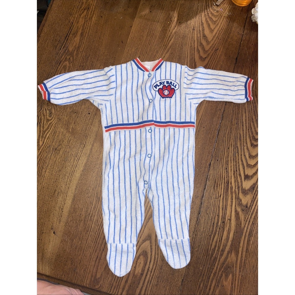 Vintage Baseball Let's Play Ball Romper Playsuit
